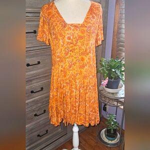 Orange Paisley Patterned Dress by Patrons of Peace. SZ Med NWOT